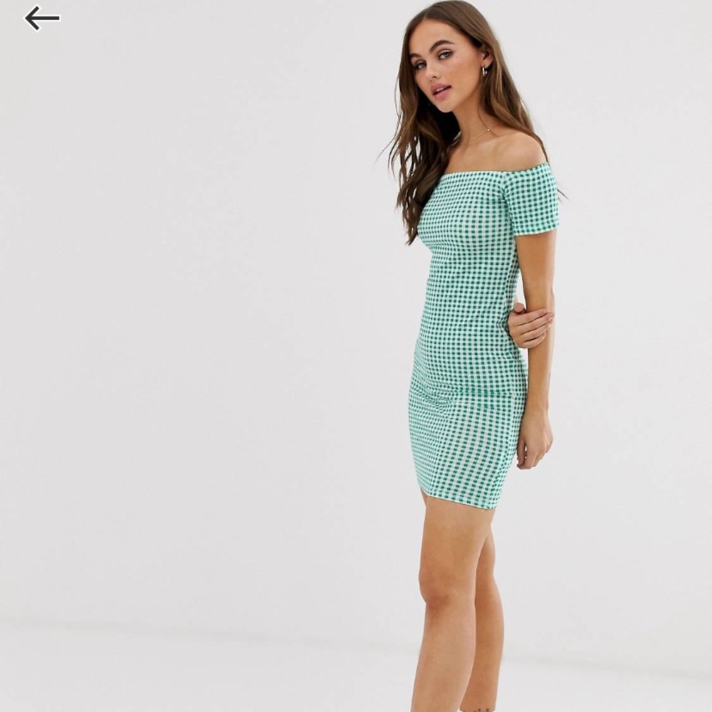 Wednesday’s Girl off shoulder gingham dress NWT